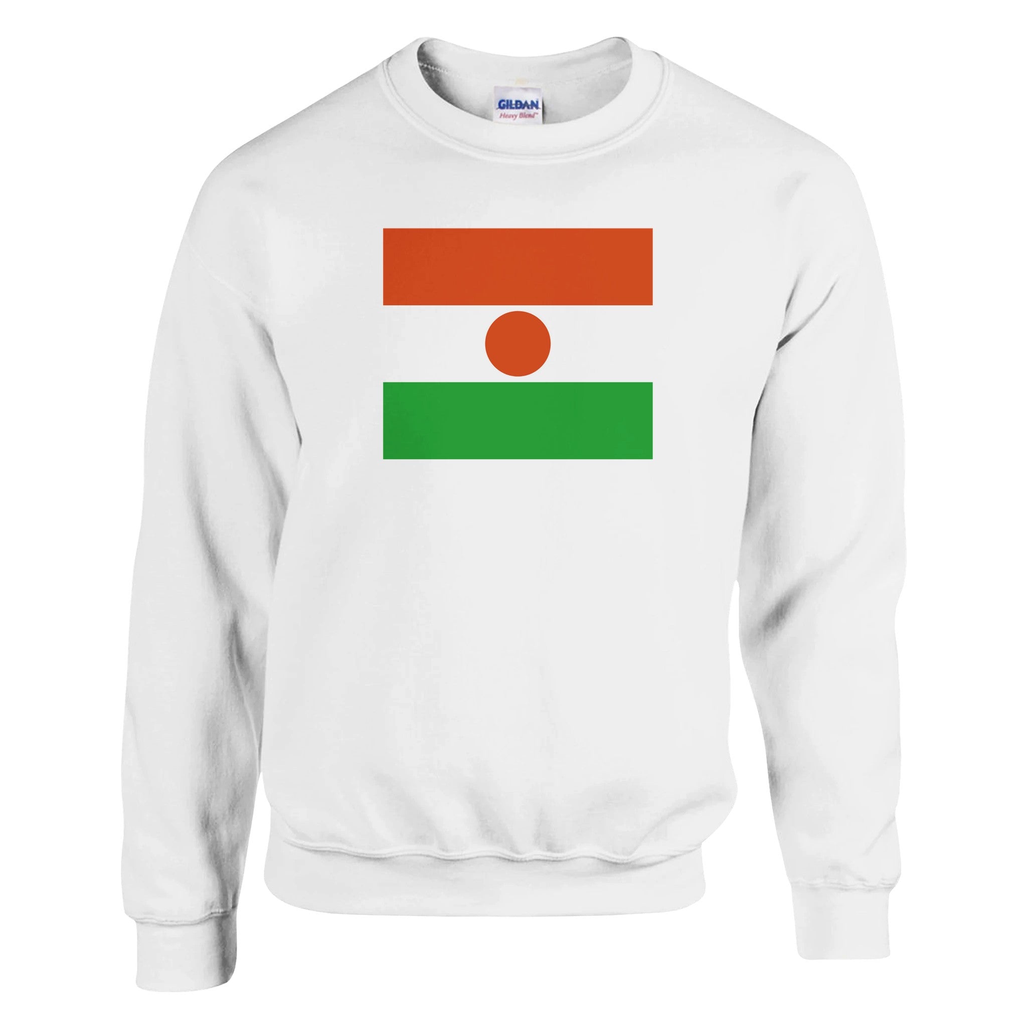 Sweat-shirt Drapeau du Niger en coton et polyester, avec des détails de couture aiguille double et côtes 1x1.