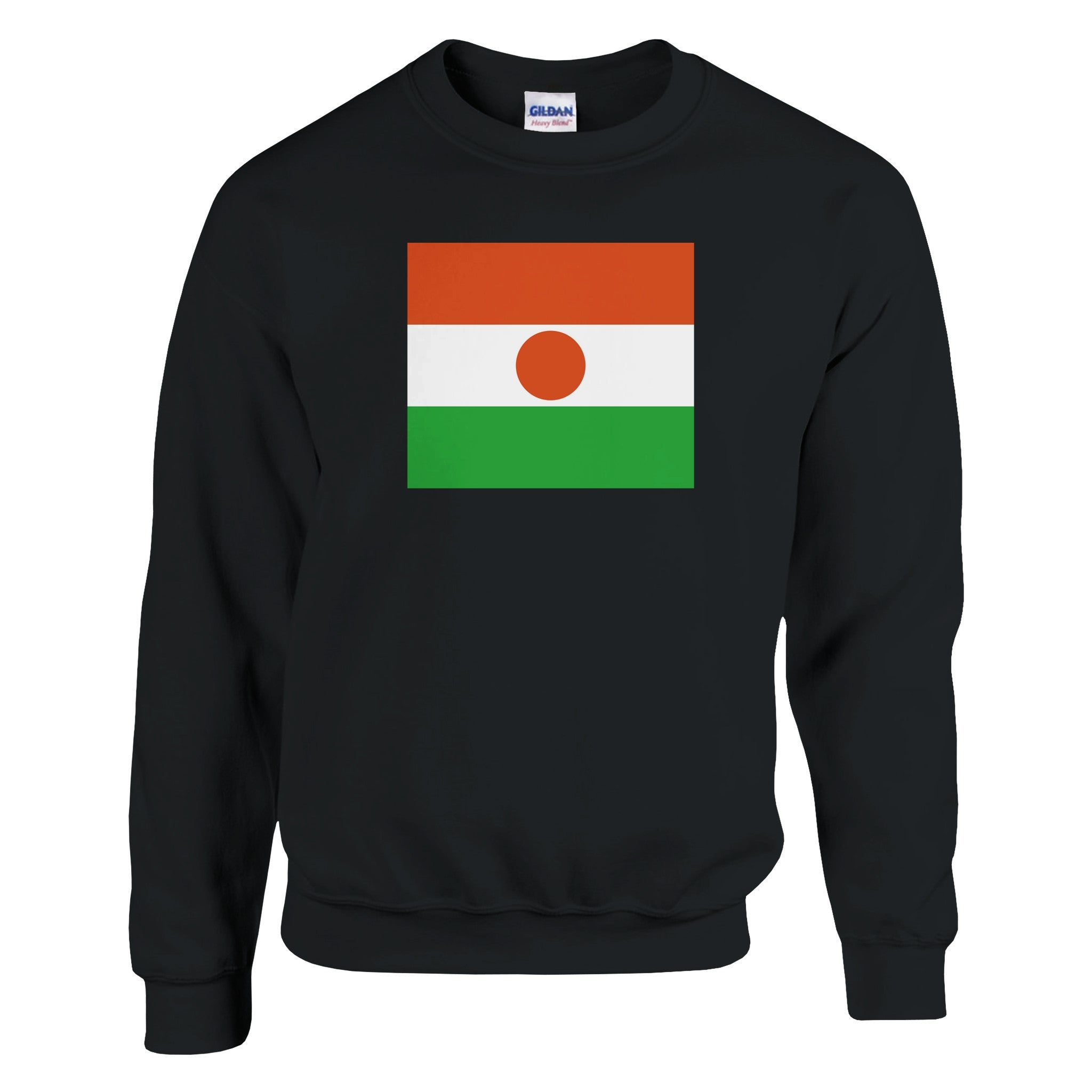 Sweat-shirt Drapeau du Niger en coton et polyester, avec des détails de couture aiguille double et côtes 1x1.