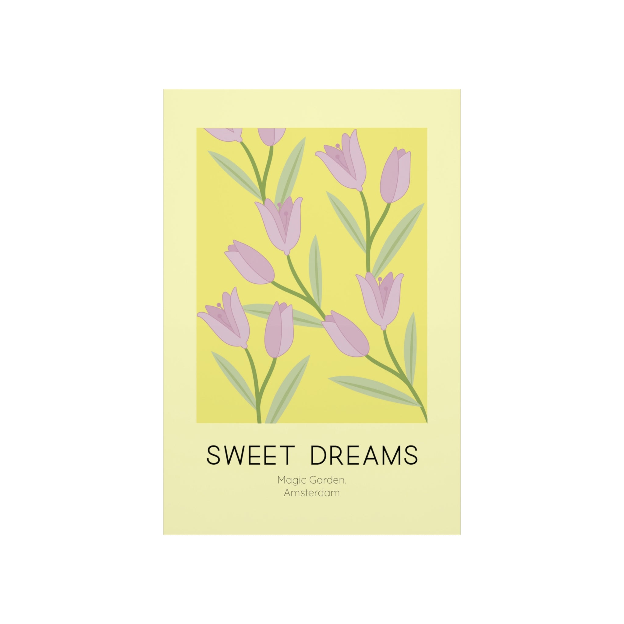 Sweet Dreams Tulip Poster featuring vibrant tulips on premium matte paper, ideal for home decor.