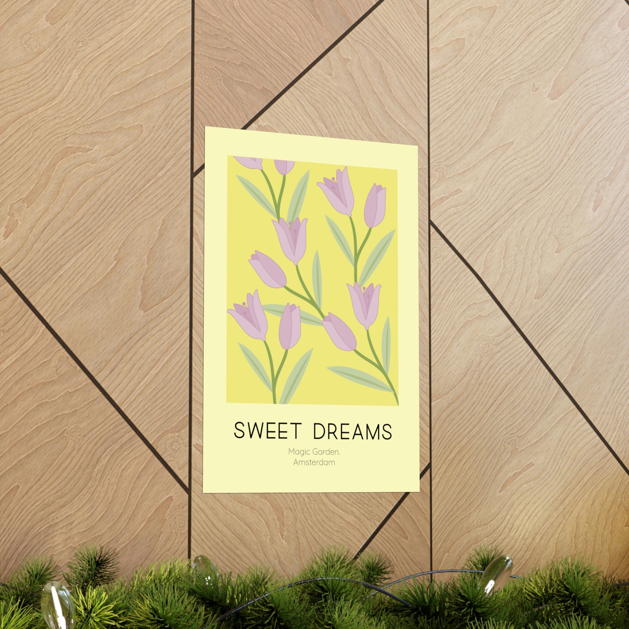 Sweet Dreams Tulip Poster featuring vibrant tulips on premium matte paper, ideal for home decor.