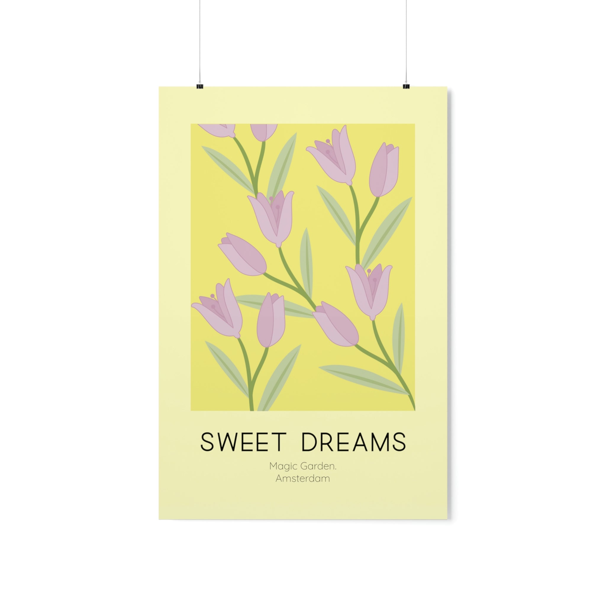 Sweet Dreams Tulip Poster featuring vibrant tulips on premium matte paper, ideal for home decor.