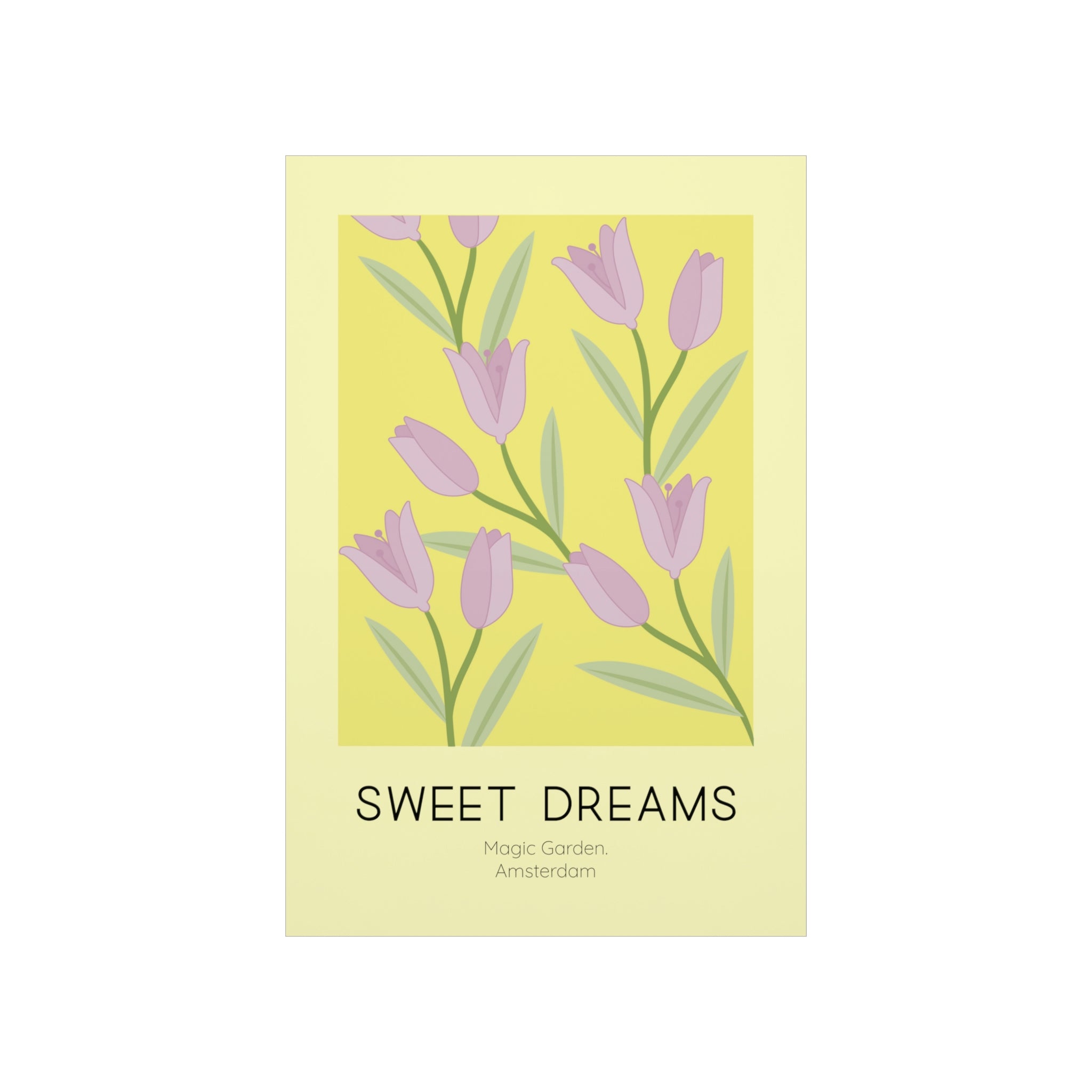 Sweet Dreams Tulip Poster featuring vibrant tulips on premium matte paper, ideal for home decor.