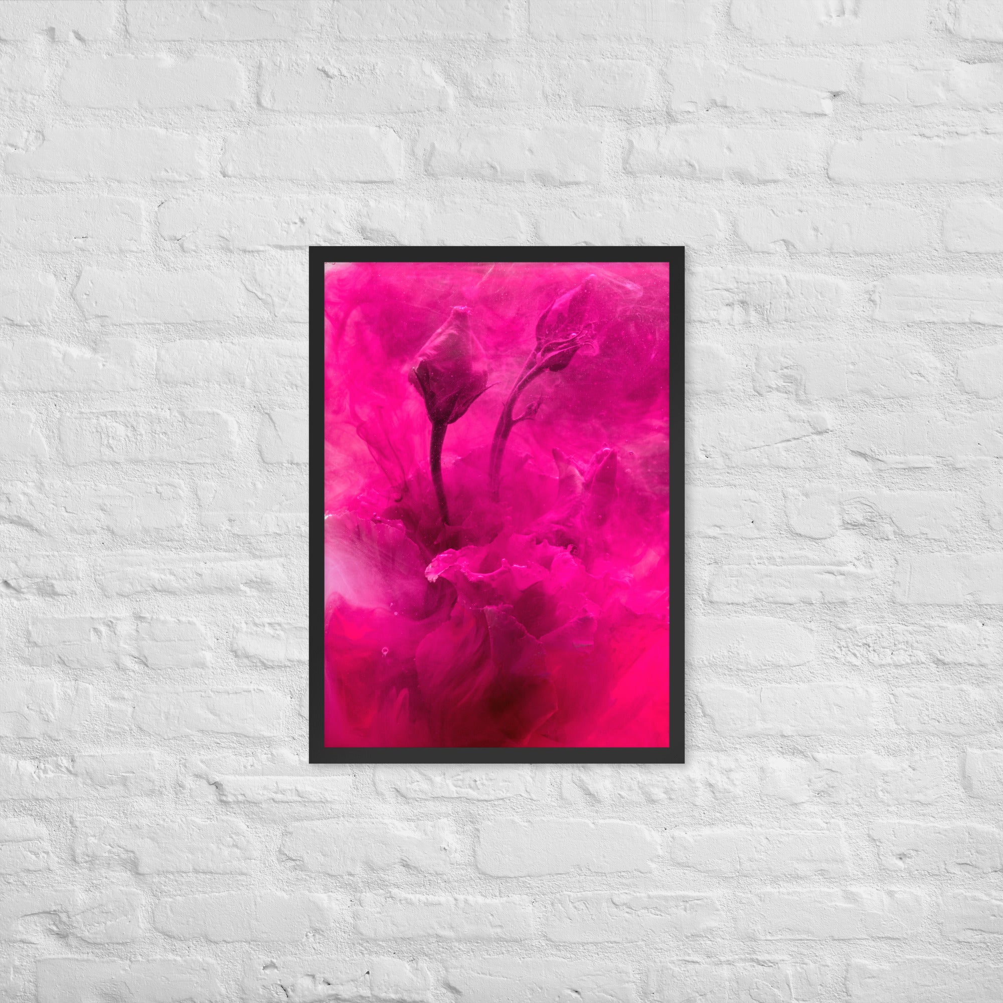 Sweet Rose Framed matte paper poster displayed in a stylish black or oak frame, showcasing vibrant floral artwork.