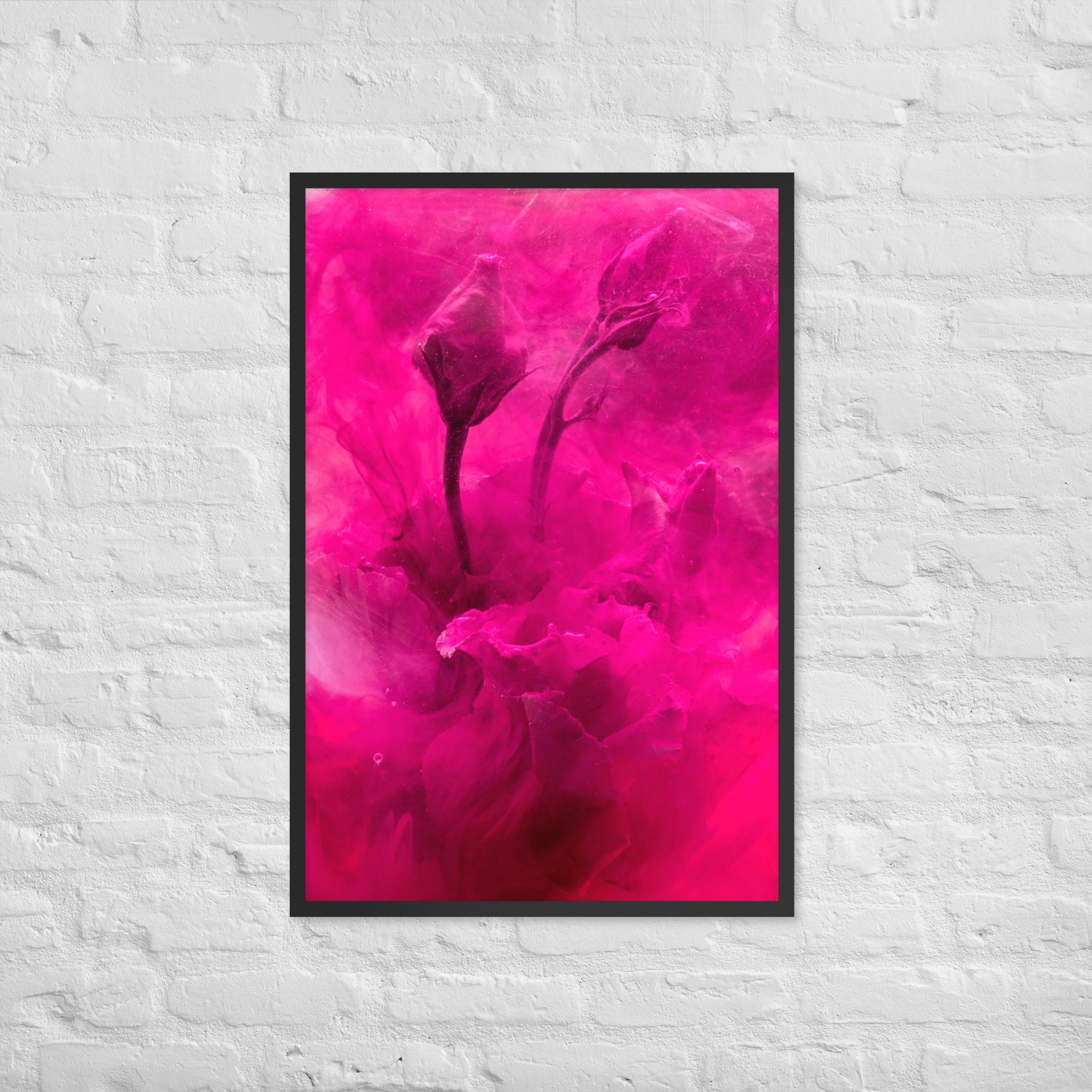 Sweet Rose Framed matte paper poster displayed in a stylish black or oak frame, showcasing vibrant floral artwork.