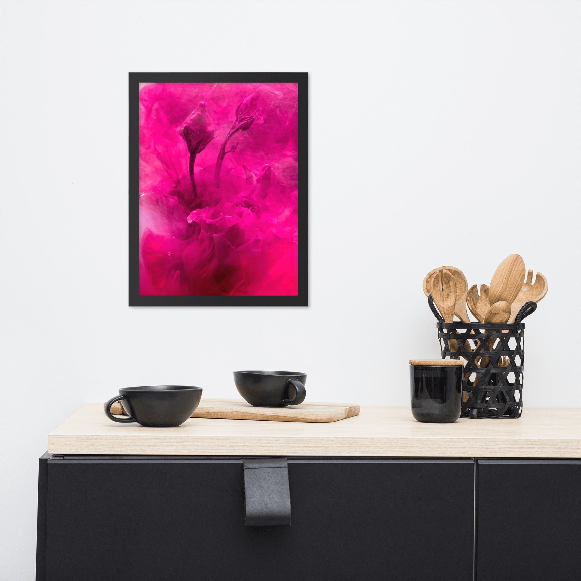 Sweet Rose framed photo paper poster featuring a beautiful rose design in a stylish ayous wood frame.