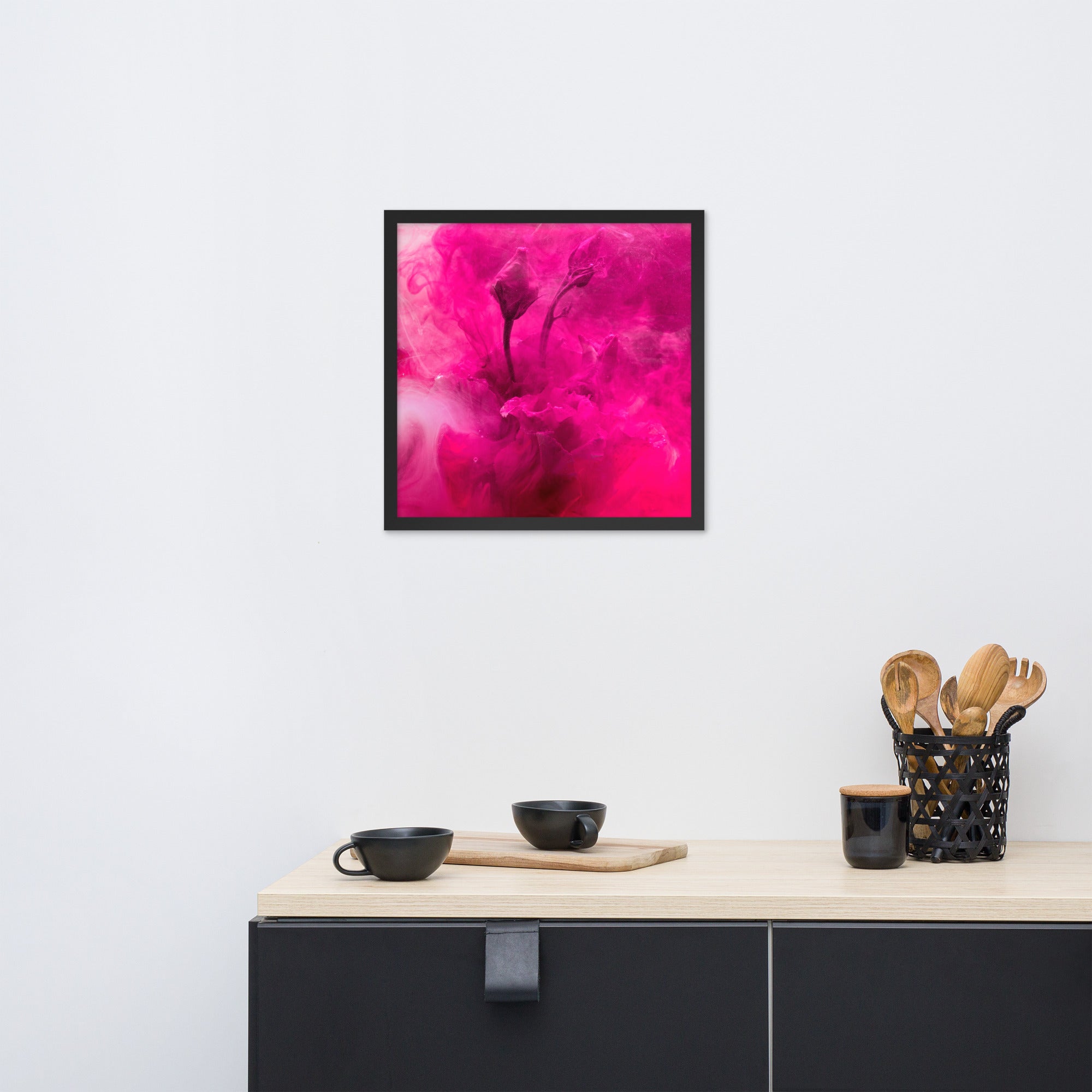 Sweet Rose framed photo paper poster featuring a beautiful rose design in a stylish ayous wood frame.