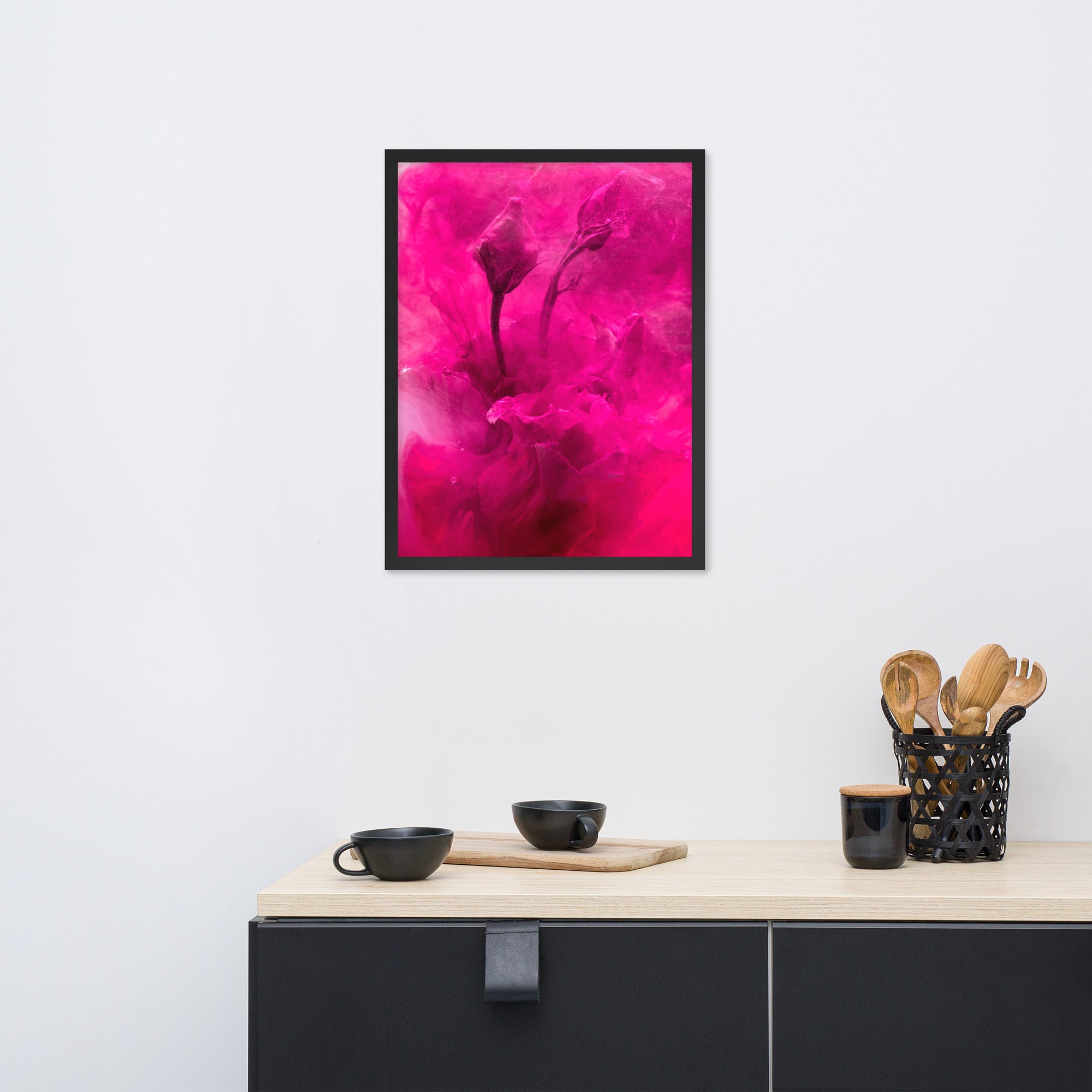 Sweet Rose framed photo paper poster featuring a beautiful rose design in a stylish ayous wood frame.