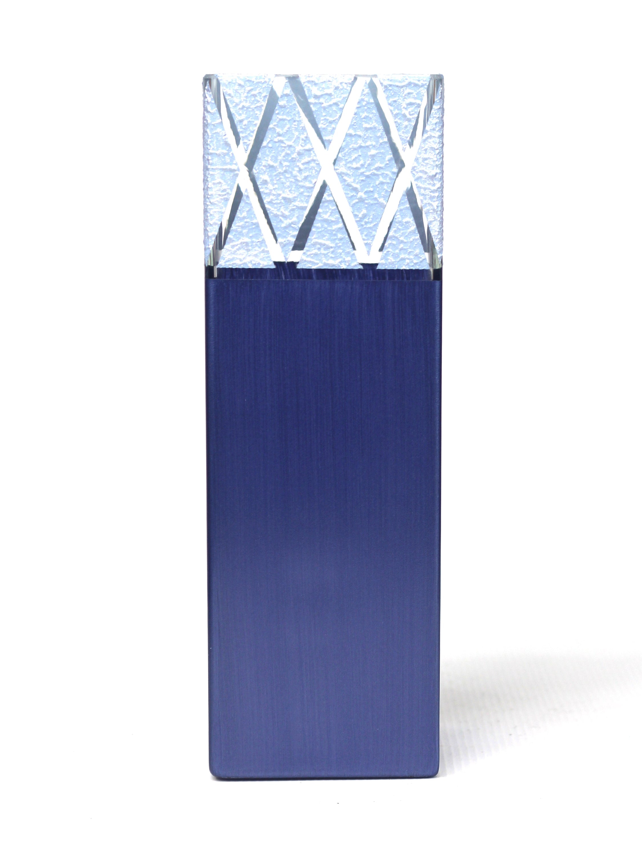 A beautifully hand-painted blue decorative glass vase showcasing unique artistic designs and high-quality craftsmanship.