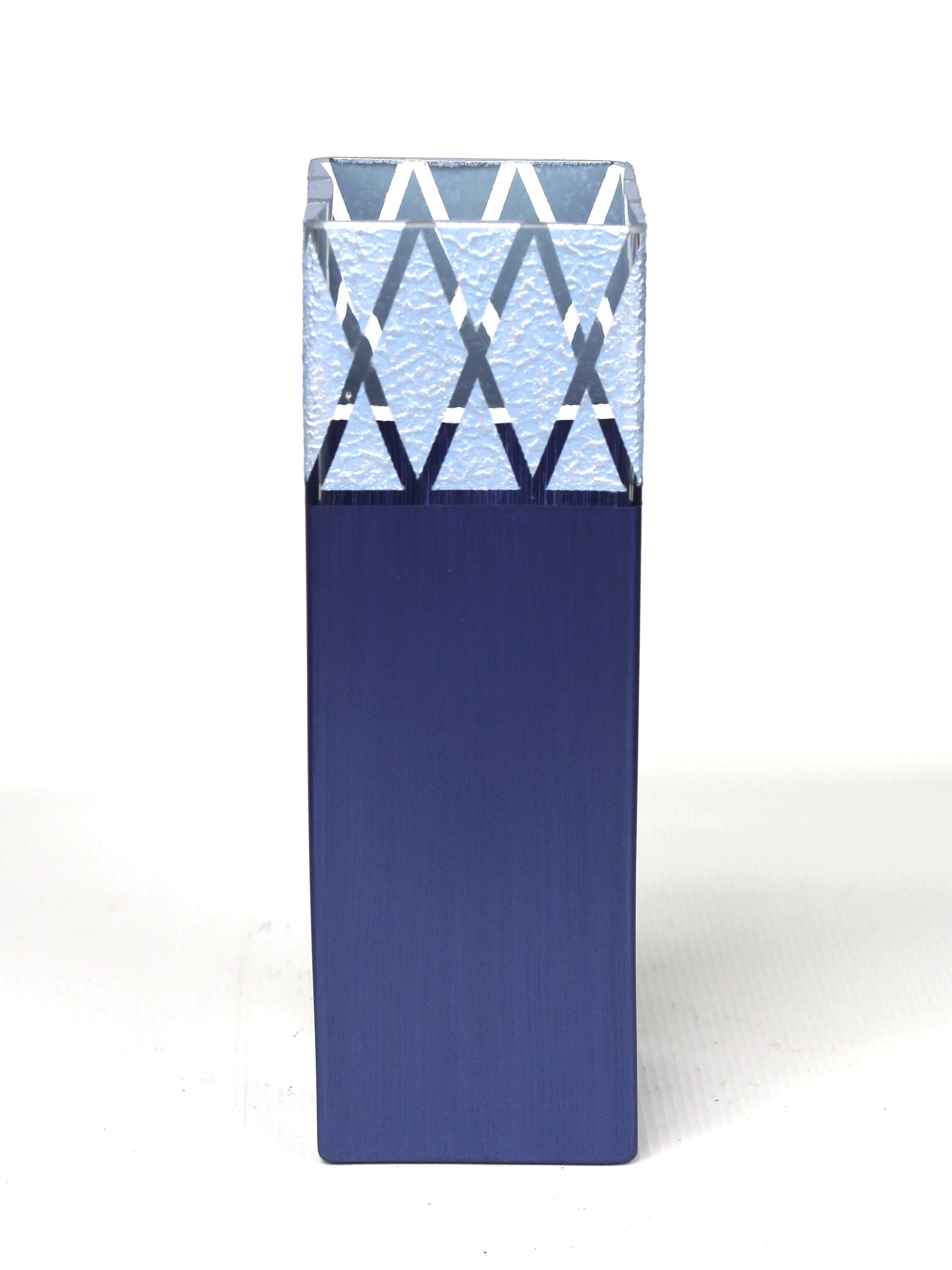 A beautifully hand-painted blue decorative glass vase showcasing unique artistic designs and high-quality craftsmanship.