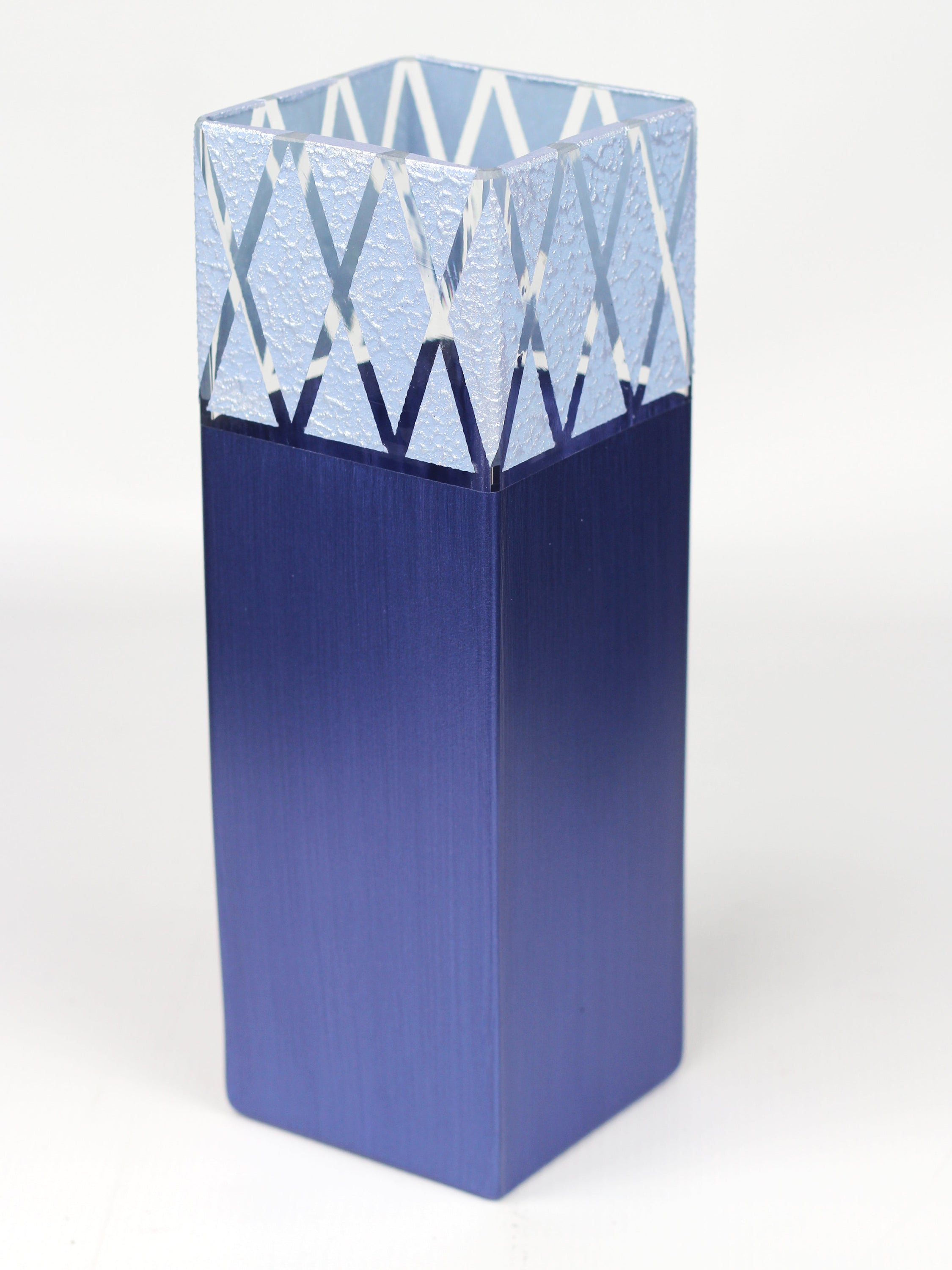 A beautifully hand-painted blue decorative glass vase showcasing unique artistic designs and high-quality craftsmanship.