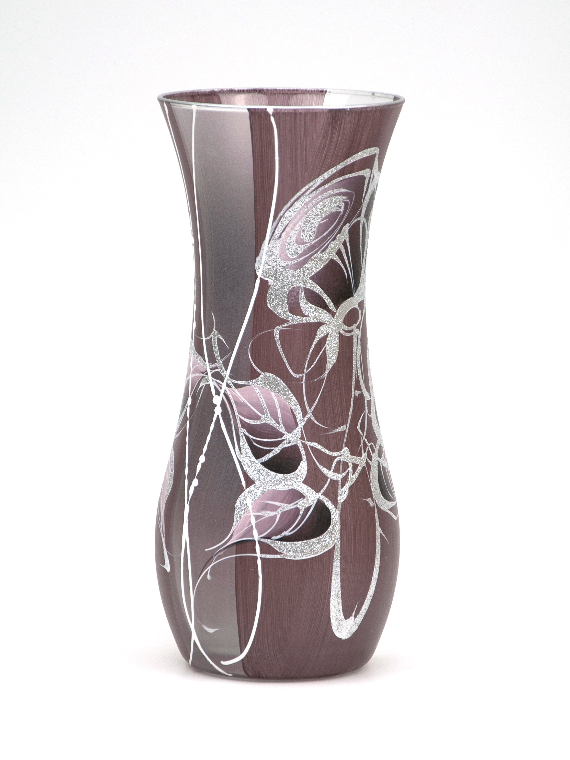 A beautifully hand-painted brown decorative glass vase featuring unique designs and high-quality craftsmanship, perfect for home decor.