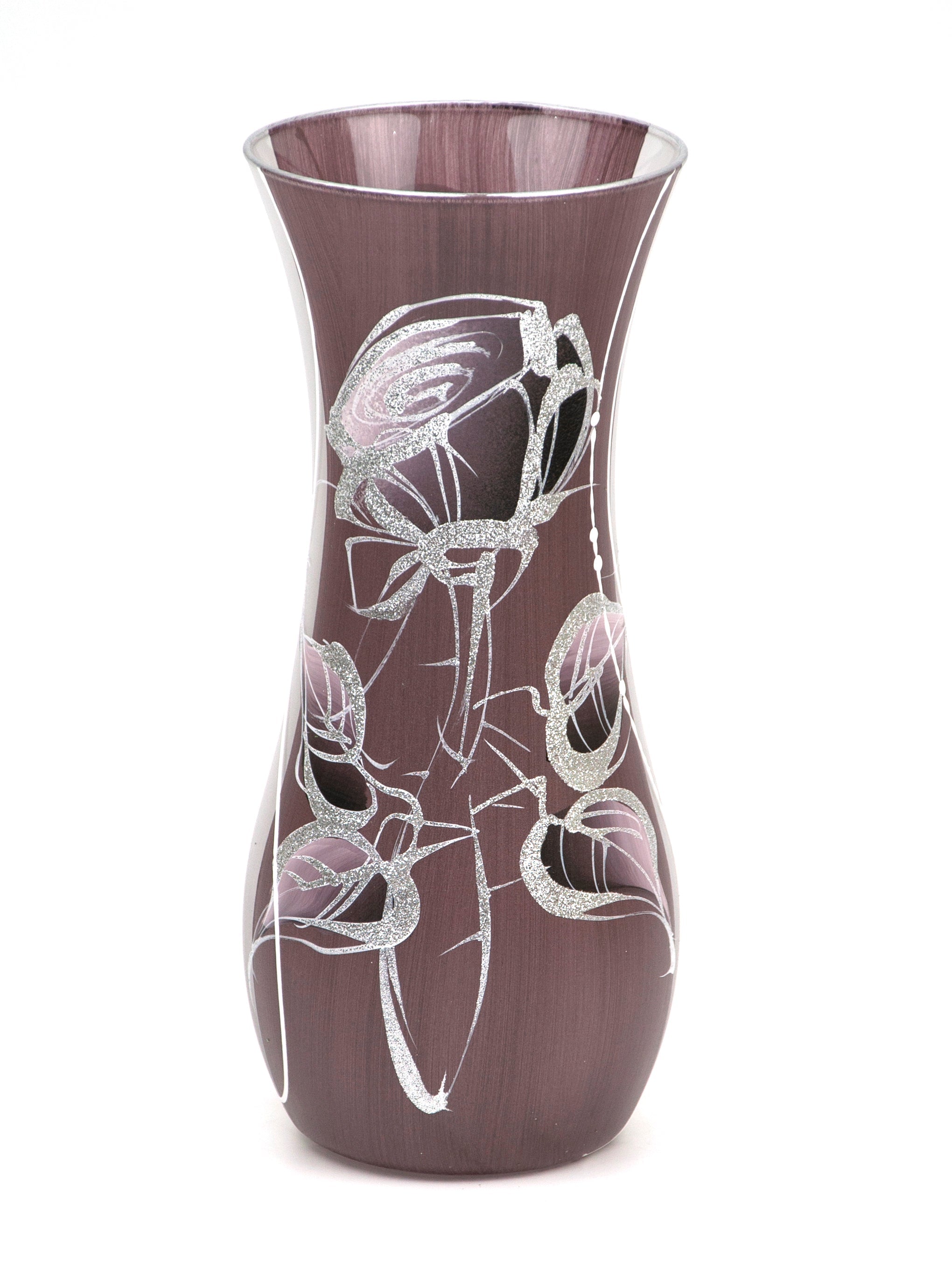 A beautifully hand-painted brown decorative glass vase featuring unique designs and high-quality craftsmanship, perfect for home decor.