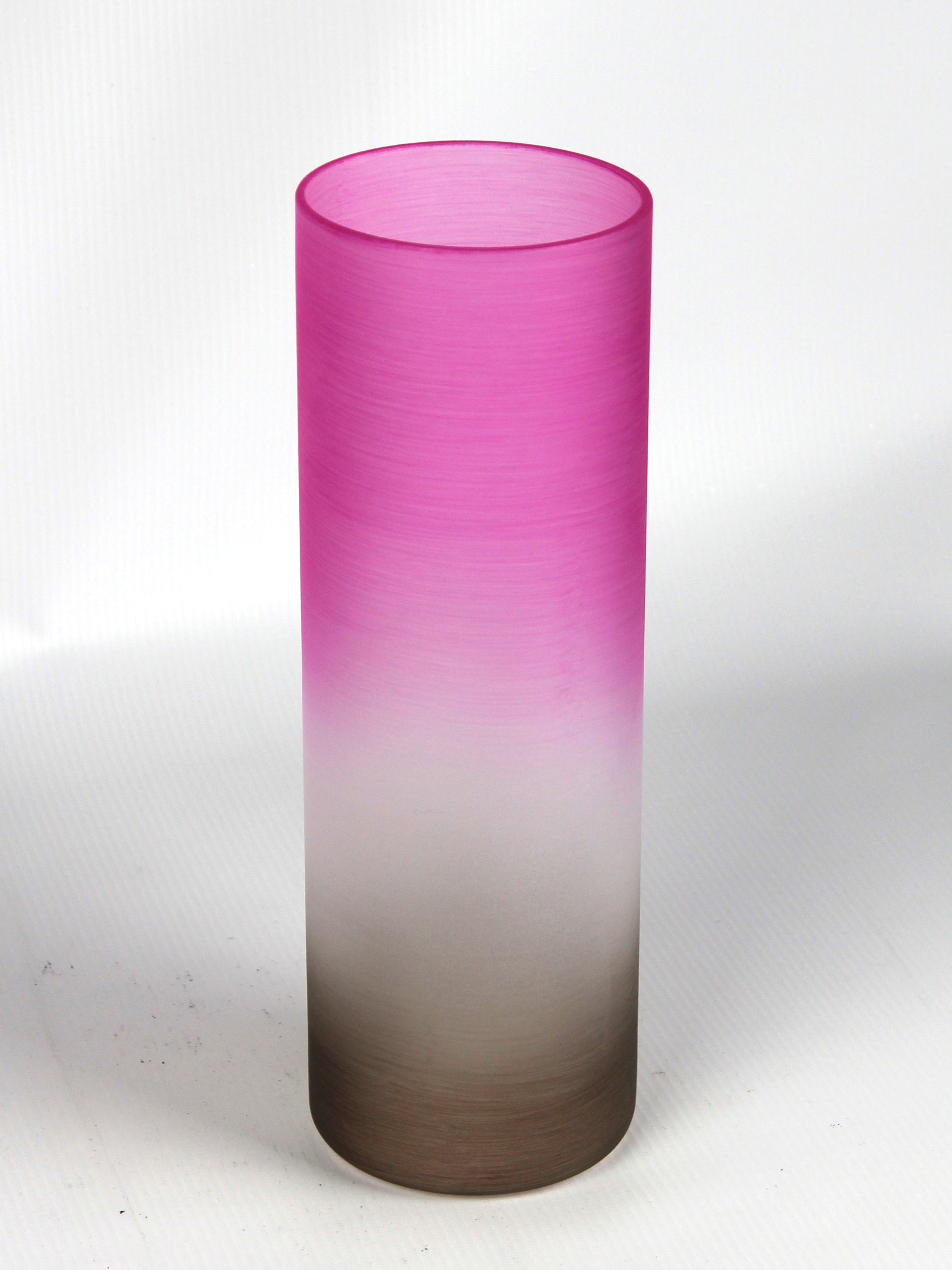 A beautifully hand-painted pink decorative glass vase featuring unique artistic designs, perfect for home decor.