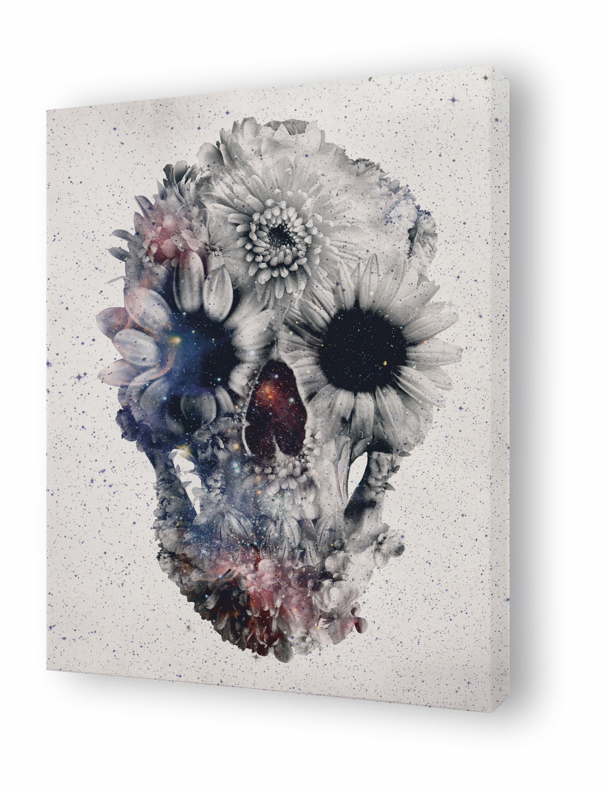 A vibrant floral skull illustration by Ali Gulec, featuring intricate flower designs on a skull shape, showcasing a blend of vintage and modern art styles.