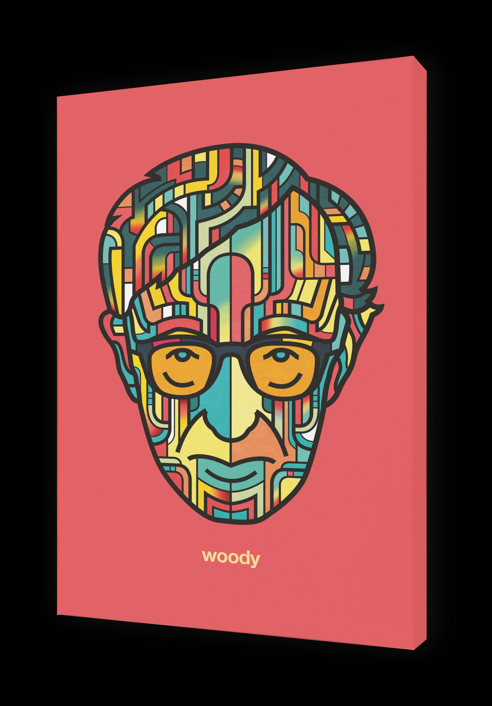 Tableau WOODY Par VAN ORTON artwork printed on fine arts paper, showcasing vibrant colors and unique design.