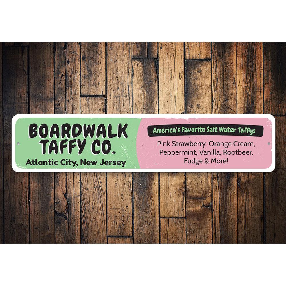 Customizable Taffy Sign made of aluminum, featuring vibrant beach-themed design, perfect for coastal decor.