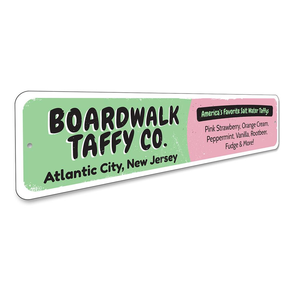 Customizable Taffy Sign made of aluminum, featuring vibrant beach-themed design, perfect for coastal decor.