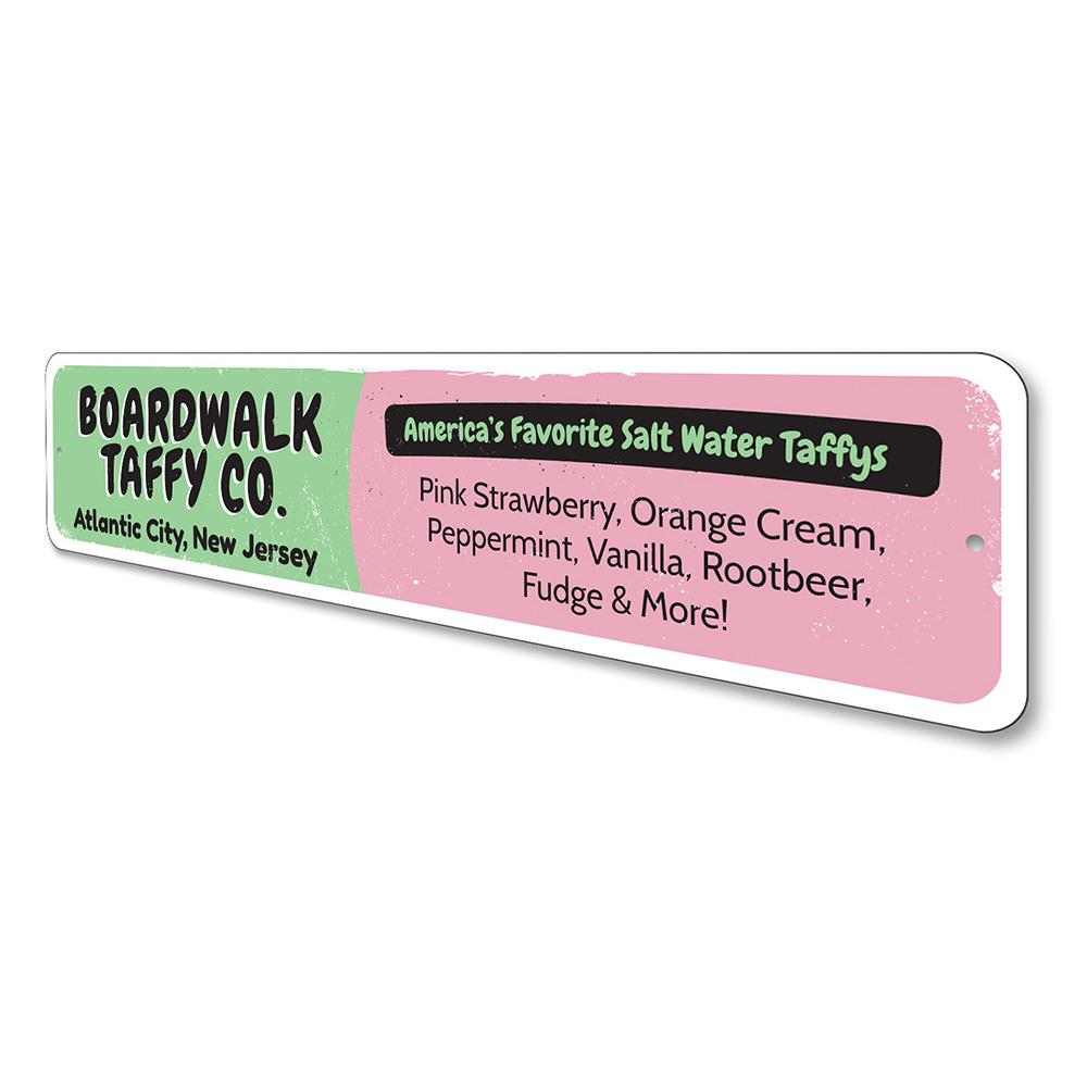 Customizable Taffy Sign made of aluminum, featuring vibrant beach-themed design, perfect for coastal decor.