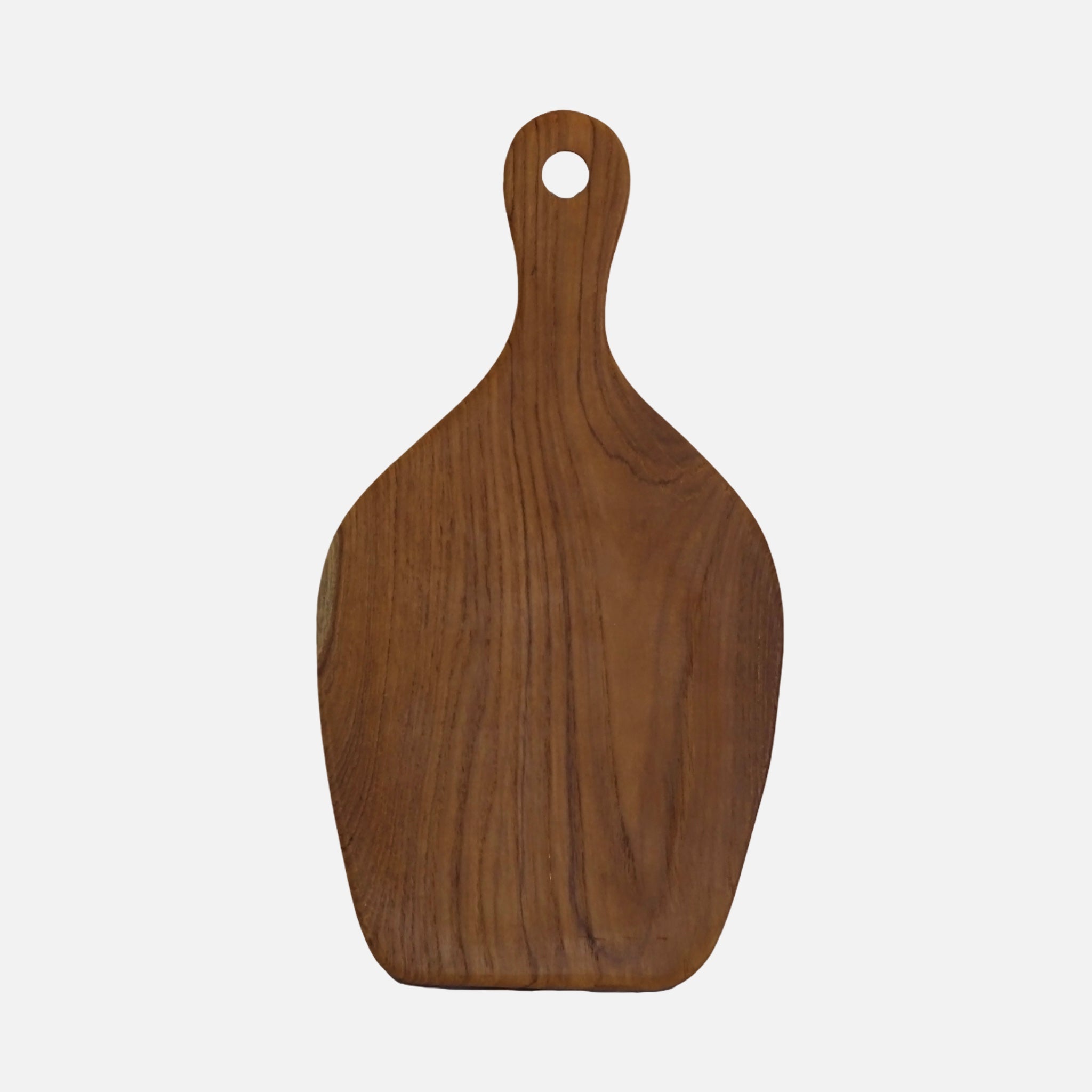 Tábua em madeira Atauro, a high-quality teak wood serving plate with a natural finish, perfect for serving food or as a decorative piece.