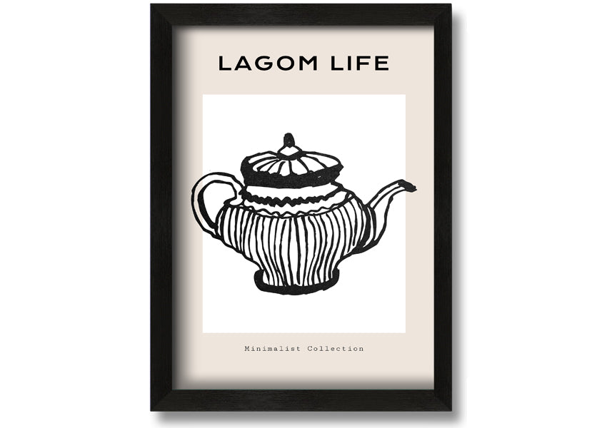 A beautifully framed Teapot Illustration print showcasing intricate details and vibrant colors, ready to hang.