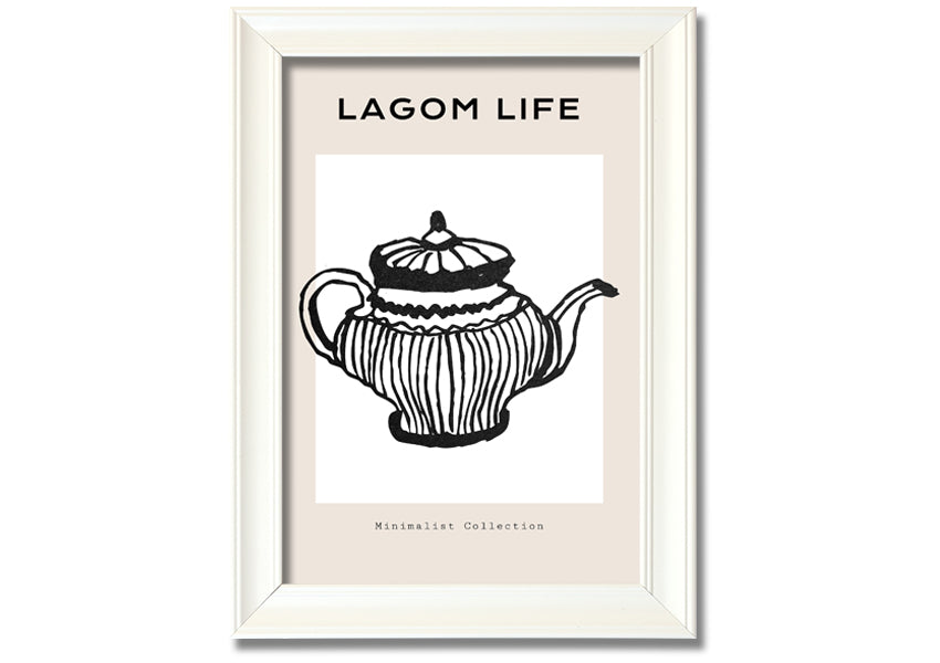 A beautifully framed Teapot Illustration print showcasing intricate details and vibrant colors, ready to hang.