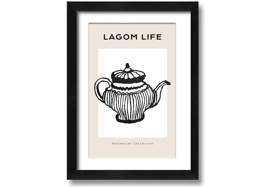 A beautifully framed Teapot Illustration print showcasing intricate details and vibrant colors, ready to hang.