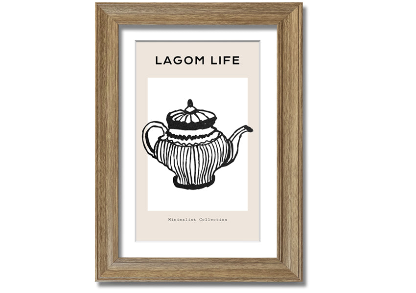 A beautifully framed Teapot Illustration print showcasing intricate details and vibrant colors, ready to hang.