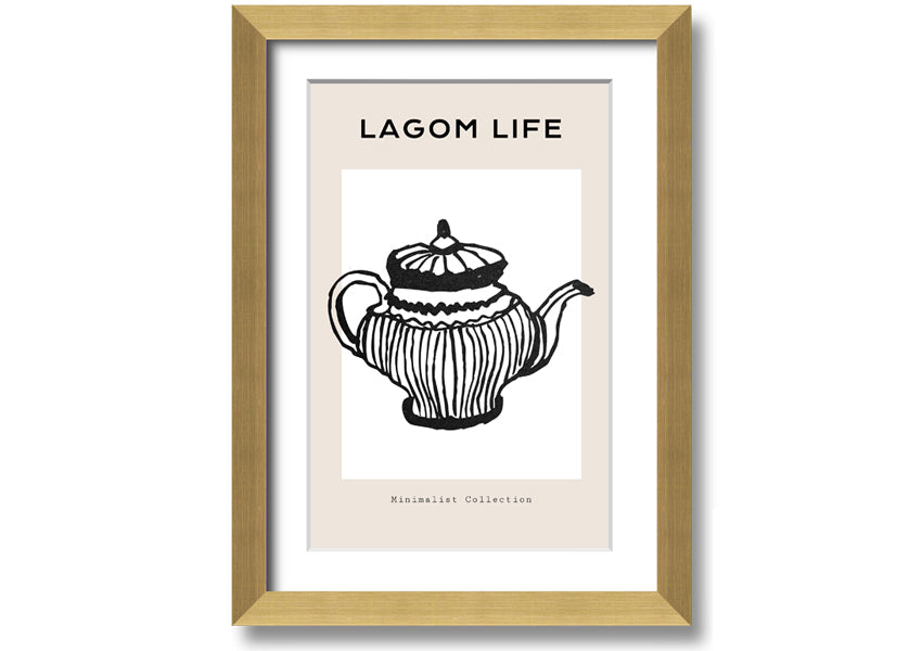 A beautifully framed Teapot Illustration print showcasing intricate details and vibrant colors, ready to hang.