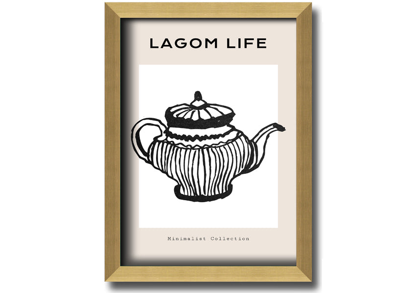 A beautifully framed Teapot Illustration print showcasing intricate details and vibrant colors, ready to hang.