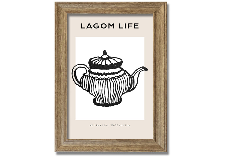 A beautifully framed Teapot Illustration print showcasing intricate details and vibrant colors, ready to hang.