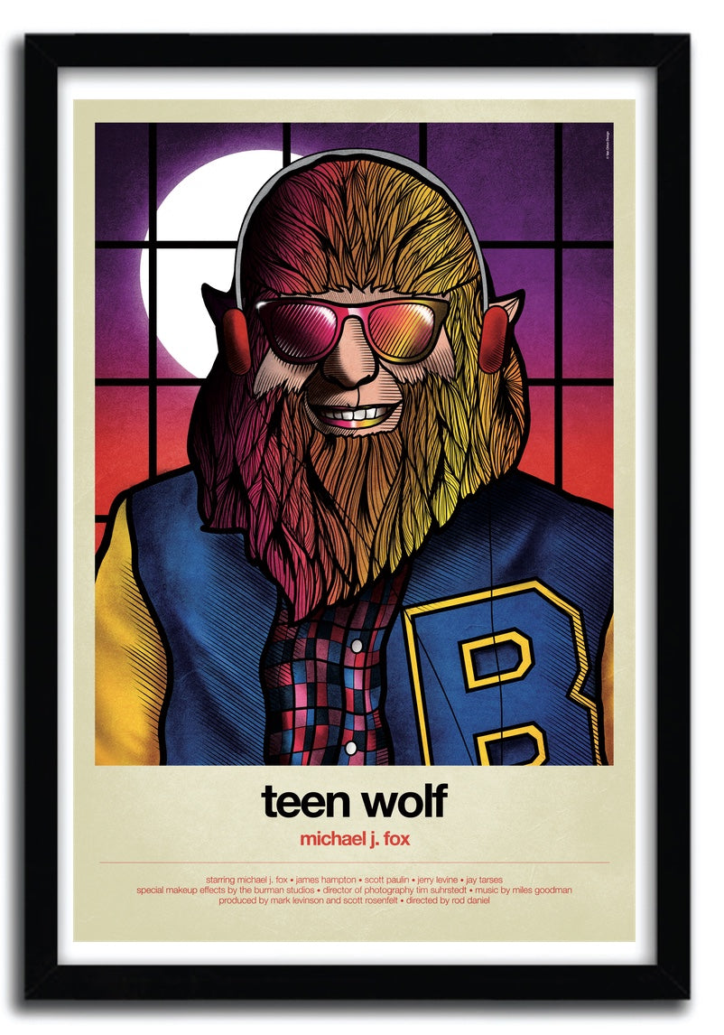 Teen Wolf artwork by VAN ORTON, printed on fine arts paper, featuring vibrant colors and unique design.