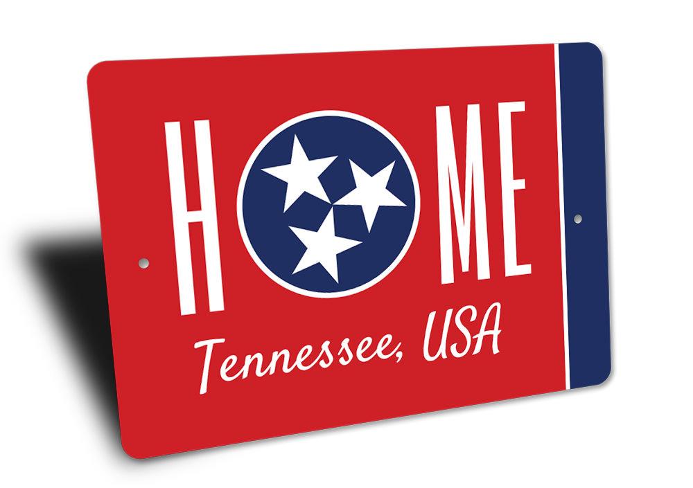 Tennessee Flag Sign made of high-quality aluminum, featuring vibrant colors and a customizable design, perfect for home decor.