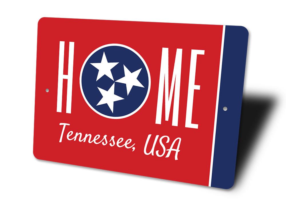 Tennessee Flag Sign made of high-quality aluminum, featuring vibrant colors and a customizable design, perfect for home decor.