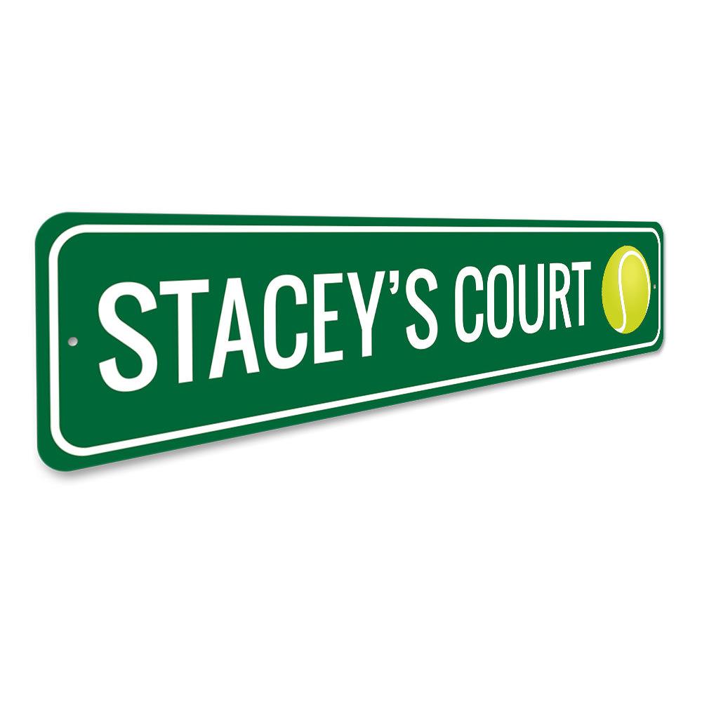 Customizable Tennis Court Sign made from high-quality aluminum, featuring pre-drilled holes for easy mounting.