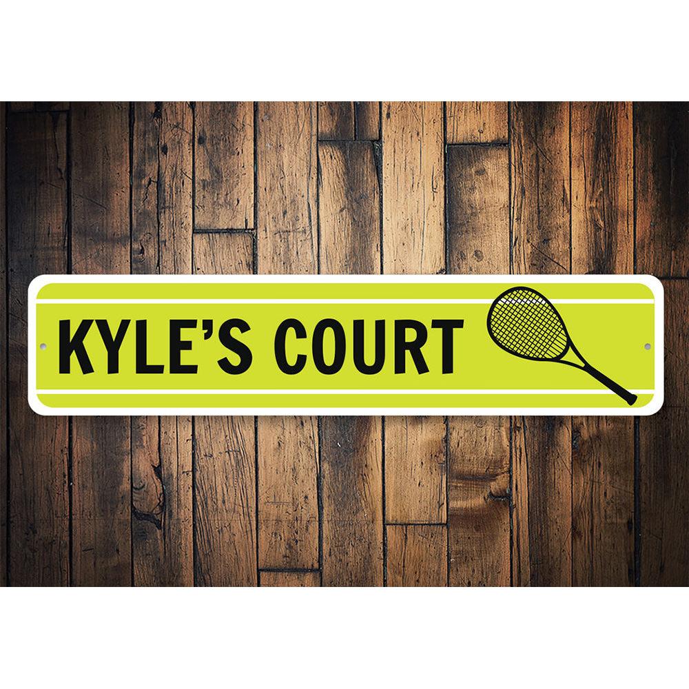 A vibrant Tennis Sign made of high-quality aluminum, featuring customizable text, perfect for kids' rooms and sports enthusiasts.