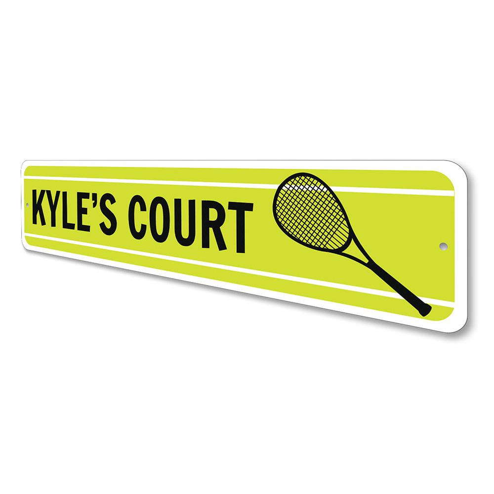 A vibrant Tennis Sign made of high-quality aluminum, featuring customizable text, perfect for kids' rooms and sports enthusiasts.