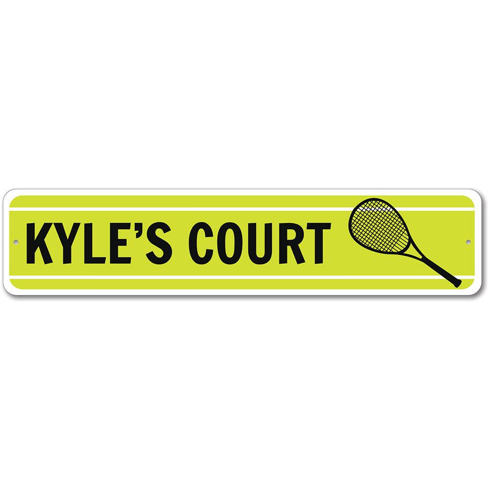 A vibrant Tennis Sign made of high-quality aluminum, featuring customizable text, perfect for kids' rooms and sports enthusiasts.