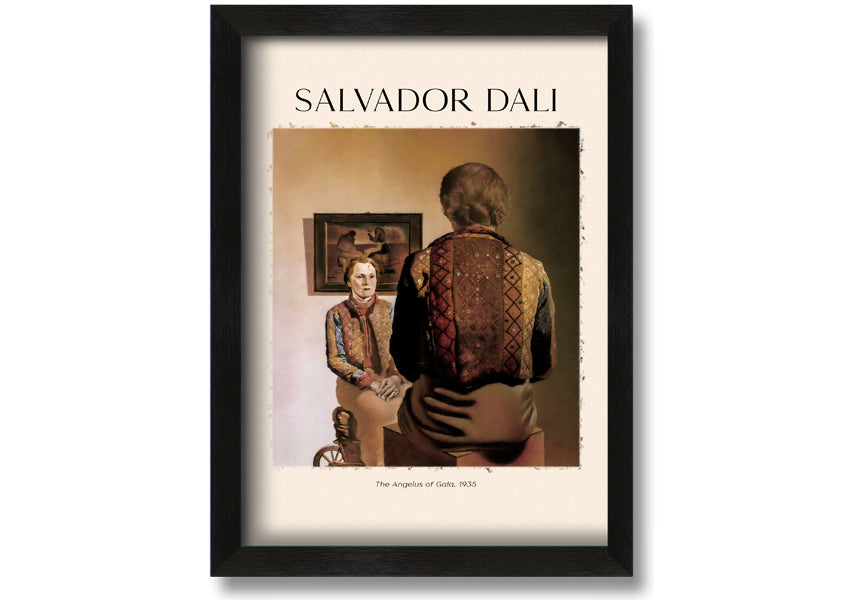 A vibrant canvas print of 'The Angelus Of Gala' by Salvador Dali, mounted on a sturdy box frame, showcasing surrealist art.