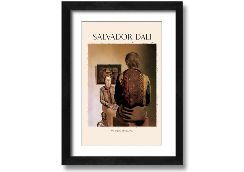 A vibrant canvas print of 'The Angelus Of Gala' by Salvador Dali, mounted on a sturdy box frame, showcasing surrealist art.