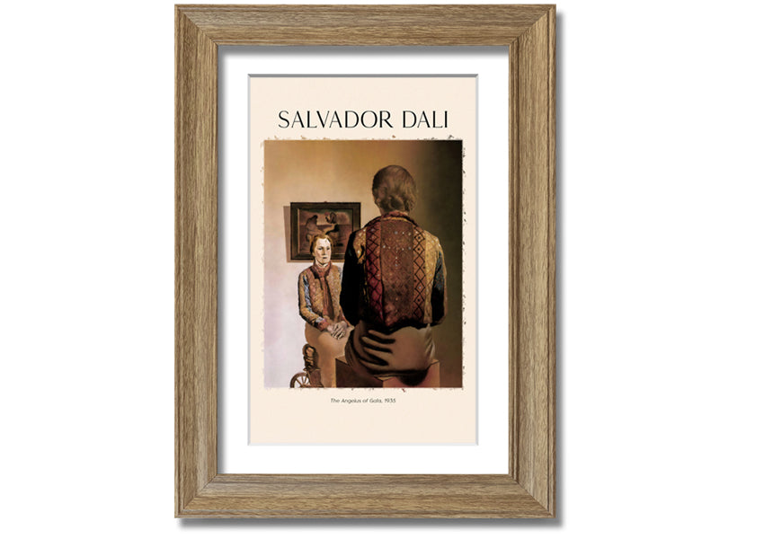 A vibrant canvas print of 'The Angelus Of Gala' by Salvador Dali, mounted on a sturdy box frame, showcasing surrealist art.