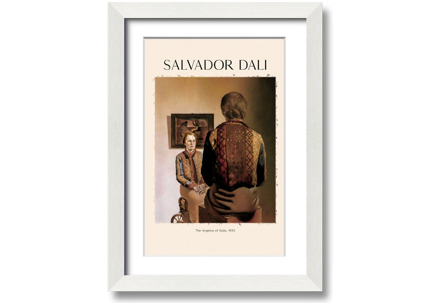 A vibrant canvas print of 'The Angelus Of Gala' by Salvador Dali, mounted on a sturdy box frame, showcasing surrealist art.