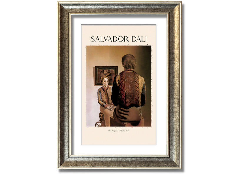 A vibrant canvas print of 'The Angelus Of Gala' by Salvador Dali, mounted on a sturdy box frame, showcasing surrealist art.