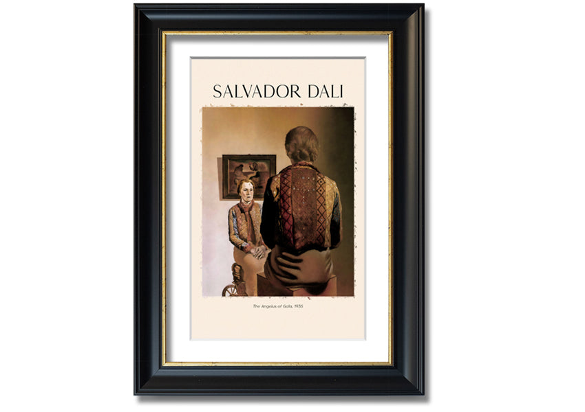 A vibrant canvas print of 'The Angelus Of Gala' by Salvador Dali, mounted on a sturdy box frame, showcasing surrealist art.