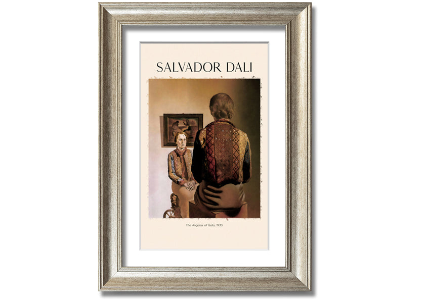 A vibrant canvas print of 'The Angelus Of Gala' by Salvador Dali, mounted on a sturdy box frame, showcasing surrealist art.