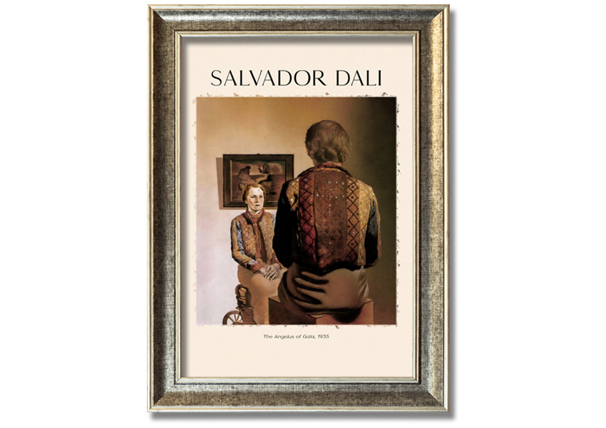 A vibrant canvas print of 'The Angelus Of Gala' by Salvador Dali, mounted on a sturdy box frame, showcasing surrealist art.