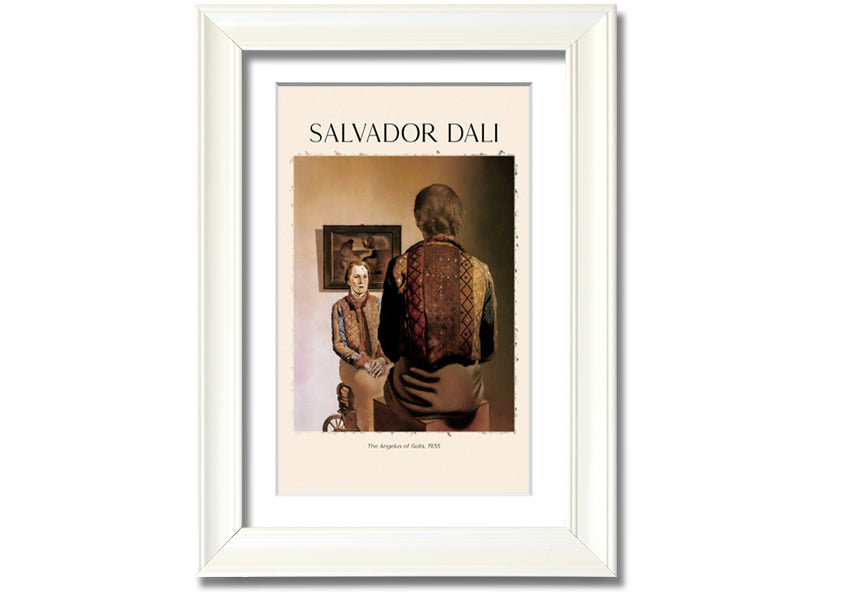 A vibrant canvas print of 'The Angelus Of Gala' by Salvador Dali, mounted on a sturdy box frame, showcasing surrealist art.