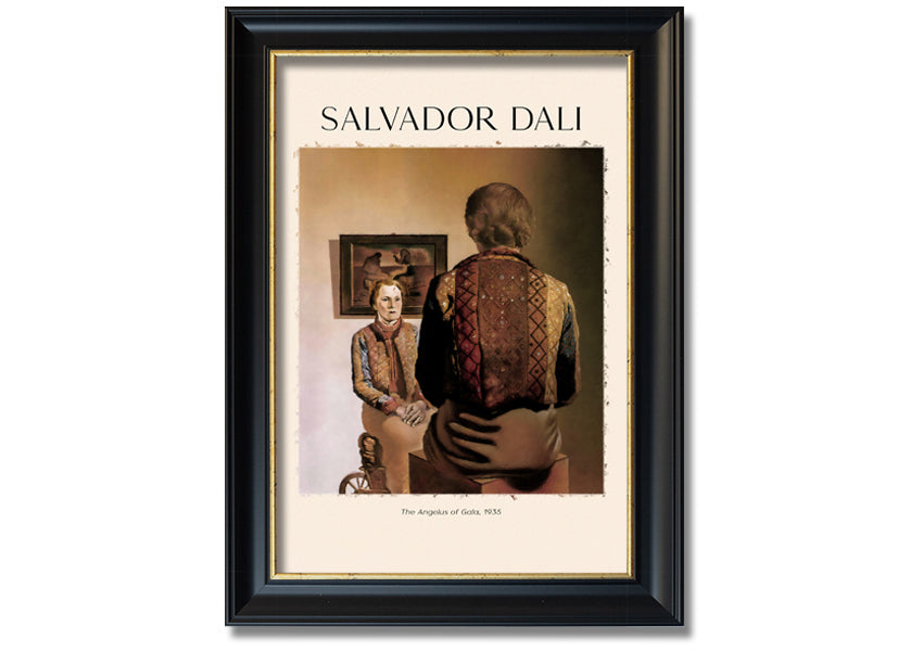 A vibrant canvas print of 'The Angelus Of Gala' by Salvador Dali, mounted on a sturdy box frame, showcasing surrealist art.