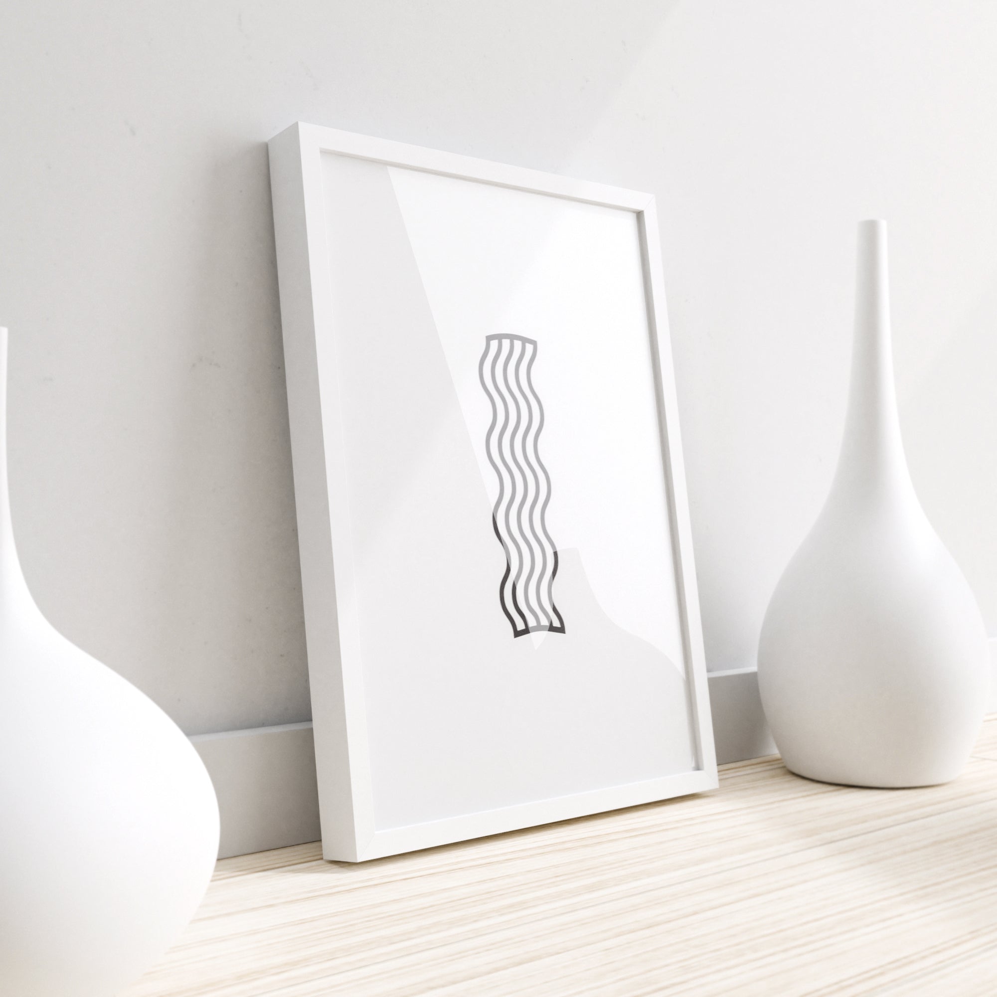 A humorous wall print featuring bacon, perfect for kitchen decor.