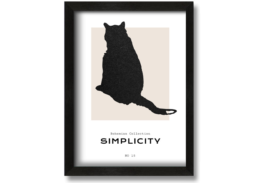 A beautifully framed print of a black cat, showcasing its elegance and charm, available in various frame colours.