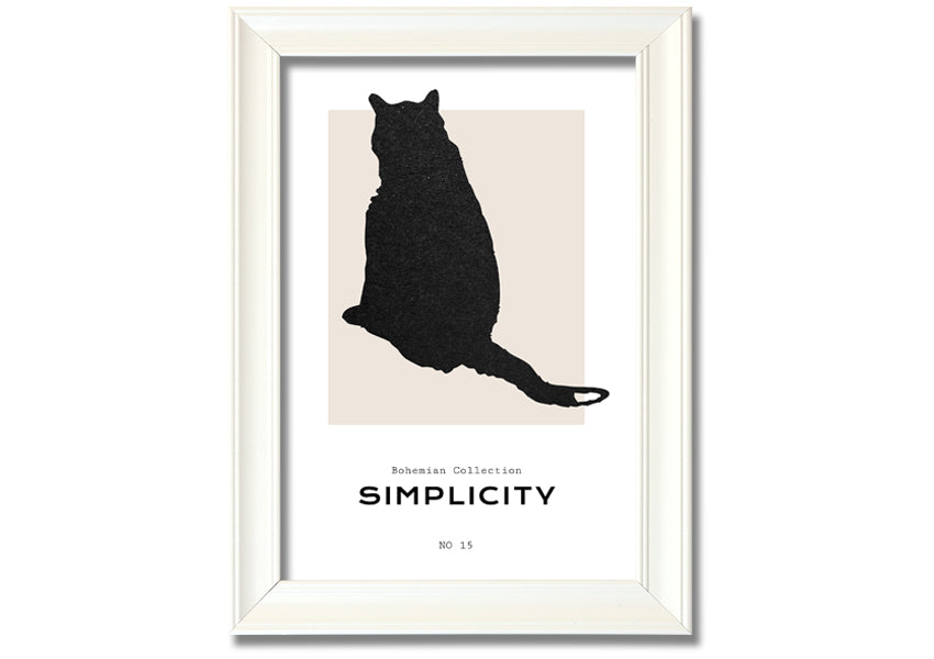 A beautifully framed print of a black cat, showcasing its elegance and charm, available in various frame colours.